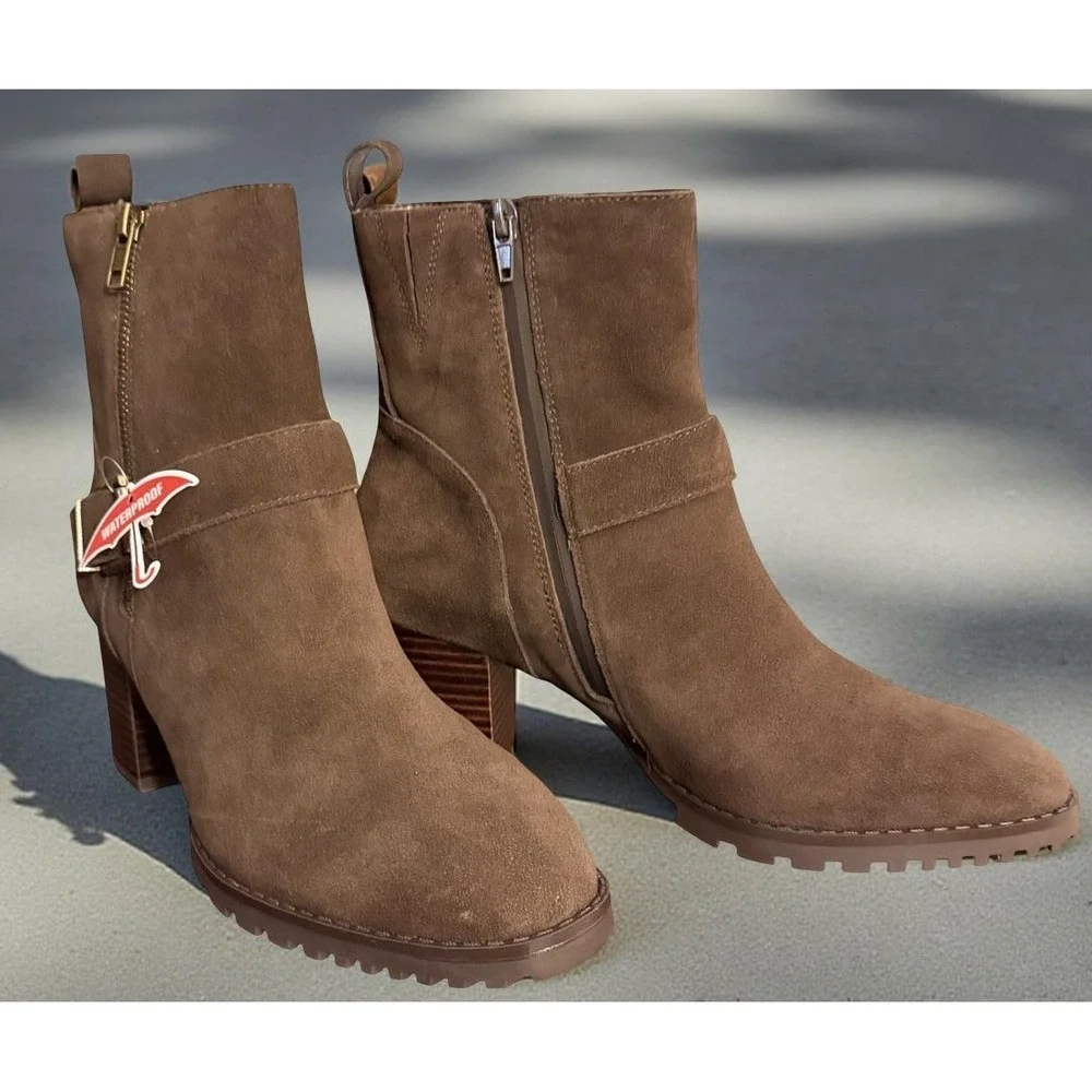 NEW Blondo Women's Talyn Java Suede Waterproof Ankle Boots Size 10M